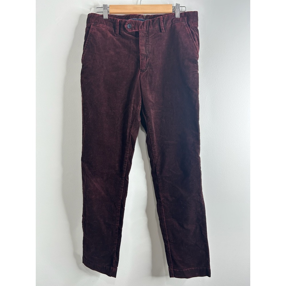 Hackett London Mens Corduroy‎ Dress Pants Burgundy Size 33R Trousers Slacks